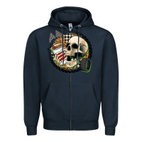Navy race skull Zipper Hoodie - Zillion Design Studio