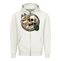 Oatmeal Heather race skull Zipper Hoodie - Zillion Design Studio