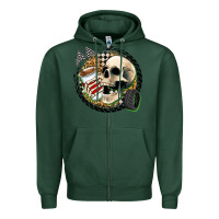 Sports Green race skull Zipper Hoodie - Zillion Design Studio