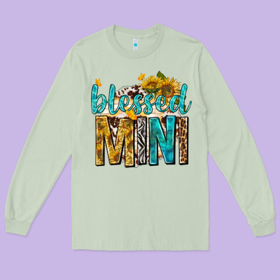 Long Sleeve Tee blessed mini with sunflowers