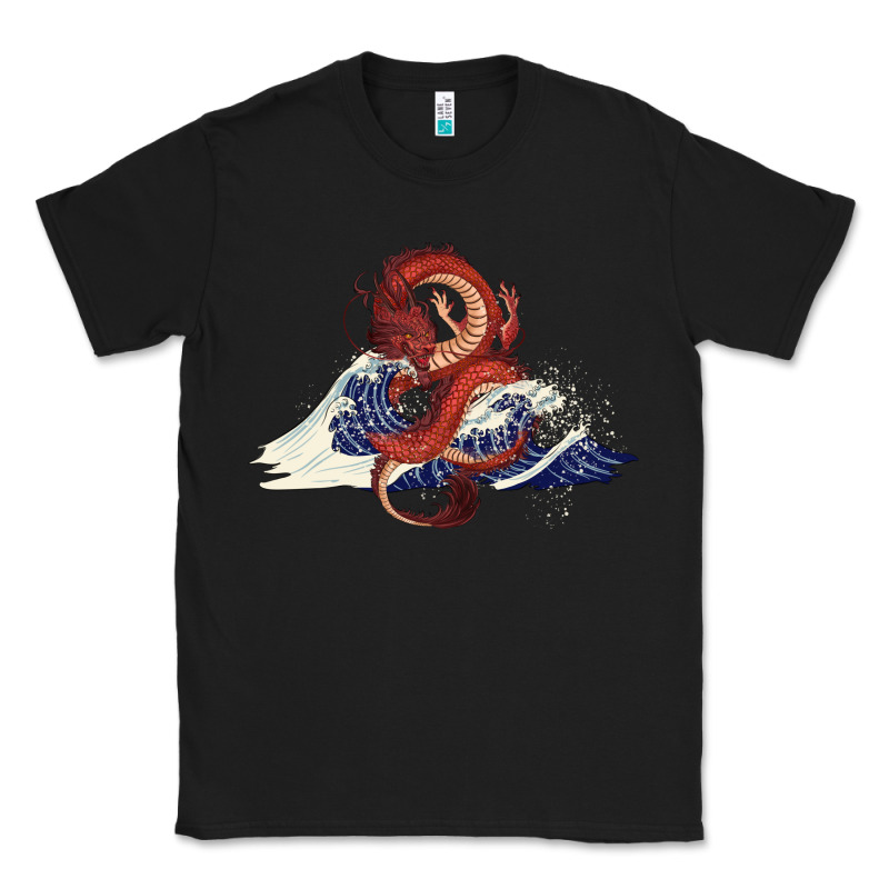 Asian Dragon And Ocean Waves Classic Tee by RanaPortraitStore | Teevron