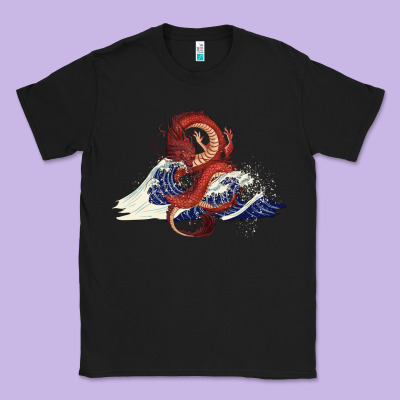 Asian Dragon And Ocean Waves Classic Tee Designed By Ranaportraitstore