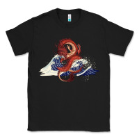 Black asian dragon and ocean waves Classic Tee - RanaPortraitStore