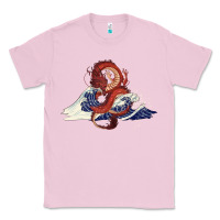 Bubblegum Pink asian dragon and ocean waves Classic Tee - RanaPortraitStore