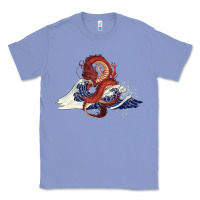 Colony Blue asian dragon and ocean waves Classic Tee - RanaPortraitStore