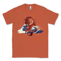 Copper asian dragon and ocean waves Classic Tee - RanaPortraitStore