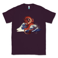 Plum asian dragon and ocean waves Classic Tee - RanaPortraitStore