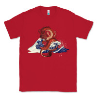 Red asian dragon and ocean waves Classic Tee - RanaPortraitStore