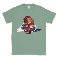 Sage asian dragon and ocean waves Classic Tee - RanaPortraitStore