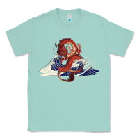 Seafoam asian dragon and ocean waves Classic Tee - RanaPortraitStore