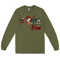 Army Green Papa Claus With Long Horn Western Christmas Long Sleeve Tee - RanaPortraitStore