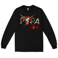 Black Papa Claus With Long Horn Western Christmas Long Sleeve Tee - RanaPortraitStore