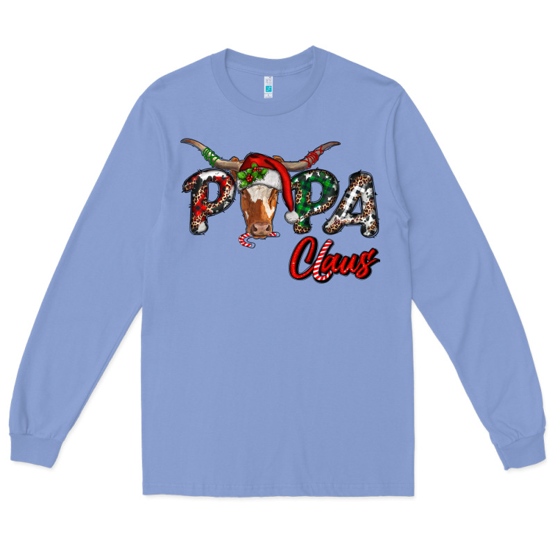 Papa Claus With Long Horn Western Christmas Long Sleeve Tee by RanaPortraitStore | Teevron