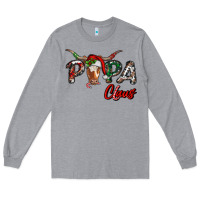 Heather Grey Papa Claus With Long Horn Western Christmas Long Sleeve Tee - RanaPortraitStore