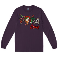 Plum Papa Claus With Long Horn Western Christmas Long Sleeve Tee - RanaPortraitStore