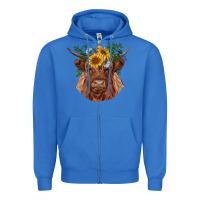 True Royal highland cow with sunflowers Zipper Hoodie - RanaPortraitStore