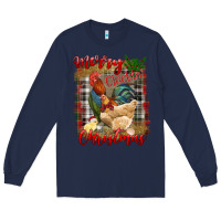Navy Merry Cluckin' Christmas Long Sleeve Tee - RanaPortraitStore