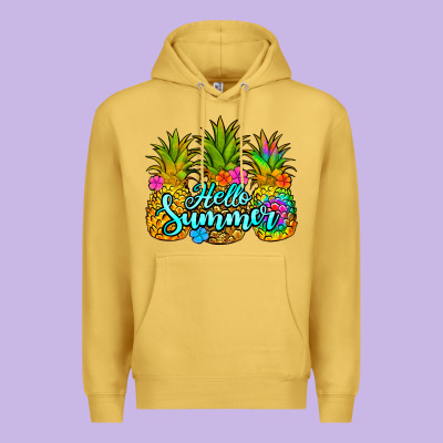 Hello Summer Pineapple Premium Hoodie Designed By Jasminsmagicworld