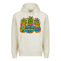 Oatmeal Heather hello summer pineapple Premium Hoodie - Jasminsmagicworld
