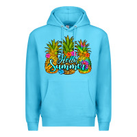 Ocean Blue hello summer pineapple Premium Hoodie - Jasminsmagicworld