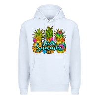 White hello summer pineapple Premium Hoodie - Jasminsmagicworld