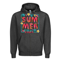 Charcoal Heather summer  vibes Zipper Hoodie - texasbilliewilder