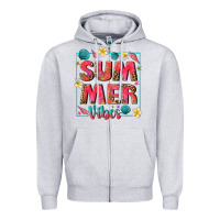 Heather Grey summer  vibes Zipper Hoodie - texasbilliewilder