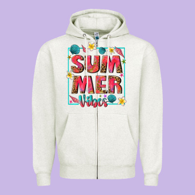 Summer  Vibes Zipper Hoodie Designed By Texasbilliewilder