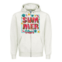 Oatmeal Heather summer  vibes Zipper Hoodie - texasbilliewilder