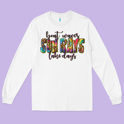 Long Sleeve Tee boat waves sun rays lake days
