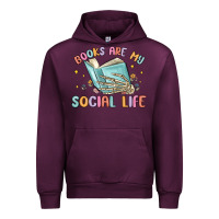 Mauve Wine books are my social life Urban Hoodie - MaliasSmallBusiness