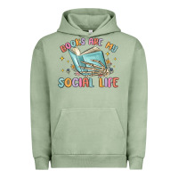 Pigment Oil Green books are my social life Urban Hoodie - MaliasSmallBusiness