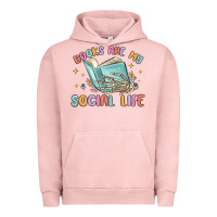 Pigment Salmon books are my social life Urban Hoodie - MaliasSmallBusiness