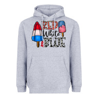 Heather Grey red white blue Heavyweight Hoodie - CowhideDigitalArt