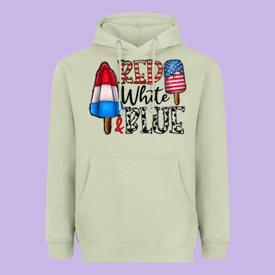 Red White Blue Heavyweight Hoodie Designed By Cowhidedigitalart
