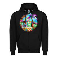 Black summer colorful palms Zipper Hoodie - texasbilliewilder