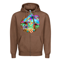 Chestnut summer colorful palms Zipper Hoodie - texasbilliewilder
