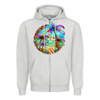 Dove Grey summer colorful palms Zipper Hoodie - texasbilliewilder
