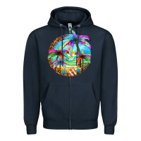 Navy summer colorful palms Zipper Hoodie - texasbilliewilder