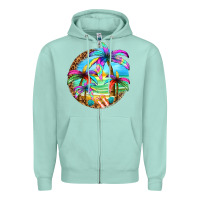 Seafoam summer colorful palms Zipper Hoodie - texasbilliewilder