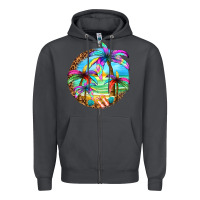 Smoke summer colorful palms Zipper Hoodie - texasbilliewilder