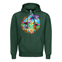 Sports Green summer colorful palms Zipper Hoodie - texasbilliewilder