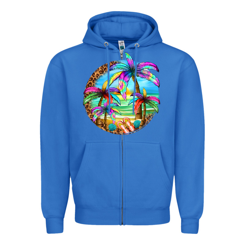 Summer Colorful Palms Zipper Hoodie by texasbilliewilder | Teevron