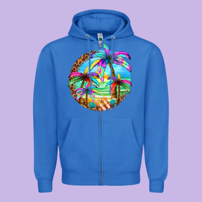 Summer Colorful Palms Zipper Hoodie Designed By Texasbilliewilder