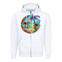 White summer colorful palms Zipper Hoodie - texasbilliewilder