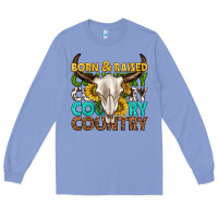 Colony Blue born and raised country western Long Sleeve Tee - texasbilliewilder
