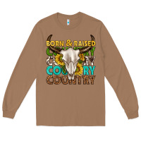 Toasted Coconut born and raised country western Long Sleeve Tee - texasbilliewilder