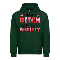 Forest Green bad bitch with bad anxiety Urban Hoodie - MaliasSmallBusiness