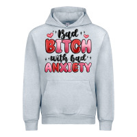Heather Grey bad bitch with bad anxiety Urban Hoodie - MaliasSmallBusiness