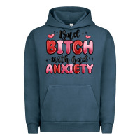 Pigment Midnight Navy bad bitch with bad anxiety Urban Hoodie - MaliasSmallBusiness